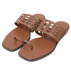 【新品】ROPE ロペ サンダル キャメル サイズ:36 1/2(23.5cm) | 24春夏 アメリア サンダル | Amelia Sandal | トングサンダル ローヒール スムース調 アナグラムモチーフ | ブランド シューズ 靴【レディース】のサムネイル