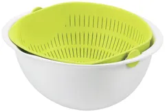 【新着商品】曙産業 ザル ボウル 日本製 ボウルを傾けてサッと水切り ザルを取り出す必要がないのでスピーディー 付属の米研ぎで手を濡らさずにお米が研げる ミラくるザル・ボウル 米とぎセット MZ-3514 グリーン 3.2l