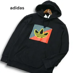 adidas Originals アディダス オリジナルス 通年 ロゴ スウェット★ プルオーバー パーカー フーディー Sz.L メンズ 黒