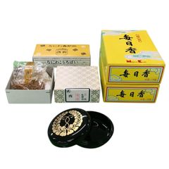 丸香合と各種香のセット　仏具　黒　2.5寸　浄土真宗（西）　下がり藤　本金　刻み香　線香　香炉灰