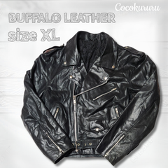 ブランド不明　BUFFALO LEATHER　ダブルライダースジャケット　サイズXL　送料無料　即日発送　ショップをフォローでお得なクーポン発行してます！