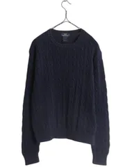 【お得なクーポン配布中!】 ブルックスブラザーズ コットン ケーブル ニット セーター レディース М 紺 Brooks Brothers 346 長袖ニット クルーネック 無地 シンプル