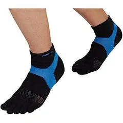 ザムスト(ZAMST) アーチ リフトソックス AS-1(5本指) ランニング 陸上 Lサイズ 両足入り ブラック×ブルー 376303