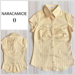 【美品♪】ナラカミーチェ　シャドーストライプ胸ギャザーシャツ