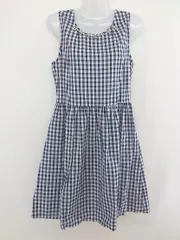 ◇ tocco closet ギンガムチェック ノースリーブ 膝丈 ワンピース サイズM ネイビー系 ホワイト レディース  【中古】 【1203180007442】