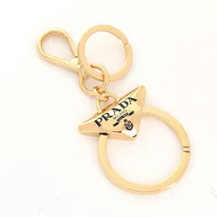 PRADA プラダ キーチャーム キーホルダー メタル キーリング 1PM037 66A レディース ゴールド トライアングルロゴ バッグチャーム