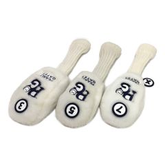 中古 パーリーゲイツ PEARLY GATES ヘッドカバー ホワイト 白 ボア 3点セット FW/UT