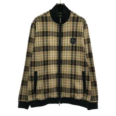 Kinloch Anderson キンロックアンダーソン チェック柄 ワッペン ノーカラージャケット M ベージュ系 メンズ 古着