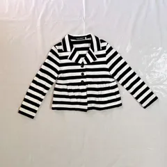 美品 BeBe べべ 女の子 子供用 ジャケット カーディガン 110㎝  ブラック ホワイト ボーダー ペプラム かわいい 綿100% カジュアル 発表会 結婚式 セレモニー フォーマル 入園式