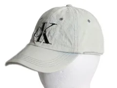 【お得なクーポン配布中!】 90s カルバンクライン デニム ベースボール キャップ フリーサイズ 帽子 古着 オールド 当時物 CK ウォッシュ加工 トラッカー アイスブルー