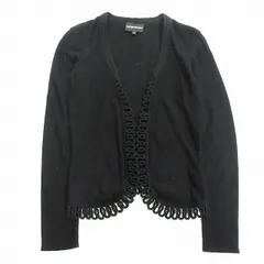 EMPORIO ARMANI エンポリオアルマーニ ジャガードニット カーディガン ショート丈 サイズM ブラック レディース 【中古】 EMPORIO ARMANI(エンポリオアルマーニ) ニットカーディガン 48(L