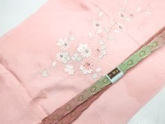【着物】和装小物 帯揚げ帯締めセット 帯揚 帯締 金糸 花刺繍 平組 24w-8433