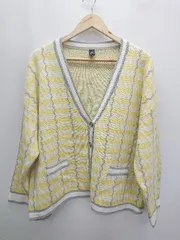 ◇ DAZY デイジー 千鳥格子 ニット 長袖 カーディガン サイズXL イエロー ホワイト レディース P  【1406110027200】