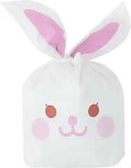 fogman ラッピング うさぎ ビニール袋 かわいい レジ袋 小 中 手提げ おしゃれ 50枚セット(パープル,  S)