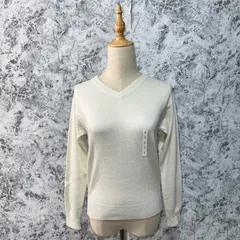 新品　GU　ジーユー　ニット　セーター　Vネック　無地　長袖　薄手　春　秋【size S】　ホワイト　白