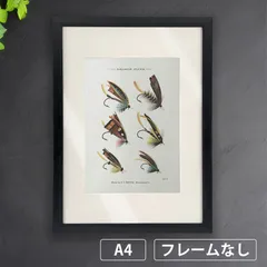 サーモンフライ　フライフィッシング　毛ばり　1800年代　メアリー・オービス・マーバリー著『Favorite Flies and Their Histories』より　A4 荒い麻布の風合い アートポスター《AS》
