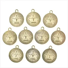 ミール皿【g25 ゴールド】10個セット ラウンド クラウン 王冠 型枠 モールド UVライト ストラップ キーホルダー チャーム クレイ ネックレス ペンダント ハンドメイドアクセサリーパーツ