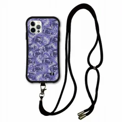 [iPhone11 Pro アイフォン11プロ] iPhone16 Plus スマホケース i-coronケース スマホショルダー付 アイフォン 14 13 12 11 XR XS スマホケース 肩掛け 斜め掛け 耐衝撃 ダマスク柄 バス パープル かわいい