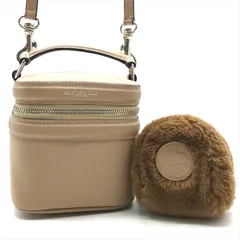 良品 HUNTING WORLD ハンティングワールド 2WAY ハンド ショルダー バニティ バッグ ミニポーチ付き レザー ベージュ k4895