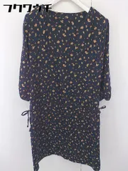 ◇ Simplicite シンプリシテェ 総柄 七分袖 膝丈 ワンピース ネイビー ベージュ レディース  【中古】 【1112020001239】