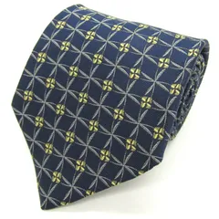 イヴ・サンローラン ブランド ネクタイ シルク 格子柄 小紋柄 総柄 YSL 高級 PO メンズ ネイビー YVES SAINT LAURENT 【中古】