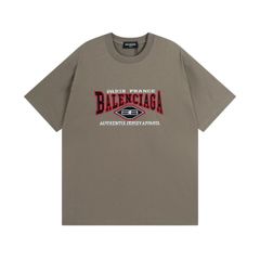 BALENCIAGA バレンシアガ半袖刺繍 ロゴラージTシャツ ブラウン 男女  