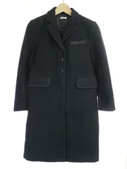PRADAプラダマットブラックウールスタンドカラーコートAラインゆったりデザイン PRADAプラダマットブラックウールスタンドカラーコートAライン