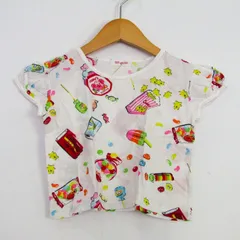 メゾピアノ 半袖Ｔシャツ トップス スイーツ柄 キッズ 女の子用 100サイズ 白×赤×黄 Mezzo Piano 【中古】