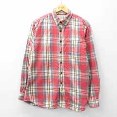 L/古着 エルエルビーン LLBEAN 長袖 フランネル シャツ メンズ 00s コットン ボタンダウン 赤他 レッド チェック 25sep04 中古 トップス