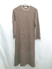 ◇ ⊇ LOWRYS FARM ローリーズファーム ニット 長袖 ロング丈 ワンピース サイズF ブラウン レディース E  【1502030027877】