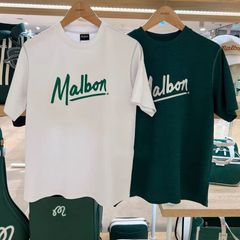 Malbon 夏 ゴルフ メンズウェア 半袖Tシャツ 通気性 軽量 スポーツウェア レジャー アウトドア 緑/白