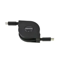 【 新品 未開封 】   グリーンハウス USB Type-C to Lightning 巻き取り式 データ転送ケーブル ［USB Power Delivery対応］ GH-ALTCMA100-BK 未使用 送料無料