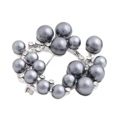 【チャコール×ワンサイズ】[Cream dot. クリームドット公式] ブローチ フォーマル 卒業式 卒園式 入学式 入園式 セレモニー ママスーツ パール キュービックジルコニア ピン 華やか 大人 上品
