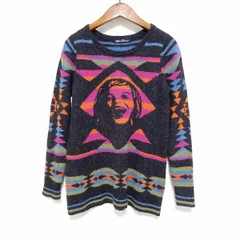 #wnc ヒステリックグラマー HYSTERICGLAMOUR ニット セーター FREE 濃グレー ピンク 総柄 長袖 オルテガ ネイティブ柄 レディース [942193]のサムネイル