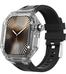 ★AHNHSKY コンパチブル アップルウォッチバンド 10 42mm バンパーケース付き 頑丈な透明保護カバーApple Watch スポーツバンドiWatch Series 10 42mm 黄変しにくいケース耐衝撃 (クリア、42mm)