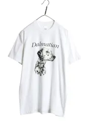 【お得なクーポン配布中!】 90s USA製 ドッグ アート イラスト プリント Tシャツ メンズ レディース XL 古着 オールド ダルメシアン 犬 グラフィック 大きいサイズ 白