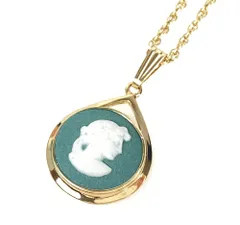 ウェッジウッド　Wedgwood　ラウンド　ネックレス　ジャスパー　陶器　グリーン系×ゴールドカラー　匿名配送　送料無料