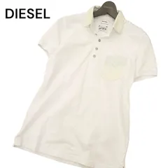 DIESEL ディーゼル 春夏 ダメージ加工★ デニム 切替 半袖 鹿の子 ポロシャツ Sz.XS　メンズ 白