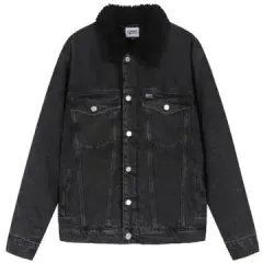 TOMMY JEANS(トミー ジーンズ ) ブラックデニムジャケット シェルパ トラッカー 2XL