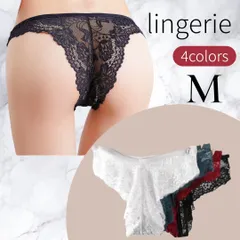 Tバック ショーツ 4枚セット Mサイズ レディース 下着 ランジェリー 総レース セクシー パンツ 女性用 上品 可愛い 黒 白 赤 青 女性下着 セクシーショーツ お得セット かわいい レースTバック