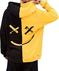 aspersio アスペルシオ フード付き 長袖 パーカー トレーナー メンズ スポーツ ヒップホップ 裏起毛( イエローブラック,  S)