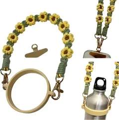 アリス Hi-Craft ハンドストラップ スマホストラップ 手首 携帯ストラップ おしゃれ かわいい ペットボトルホルダー付 フォンタブ 金具 2way(イエローグリーン)