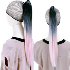 Luce brillare ポニテールウィッグ クリップ ストレート エクステ レディース ウィッグ グラデーション ハイライト ロング 短い 30cm 40cm 50cm 60cm 耐熱 子供 キッズ 髪飾り カラフル [ピンクグラデーション] [50cm]