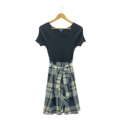 BLUE　LABEL　CRESTBRIDGE　ブルーレーベル　クレストブリッジ　55J78-782-29　サイズ36　リブニット　チェックスカート　ドッキングワンピース　ネイビー