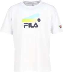 【新品　Mサイズのみ】FILA(フィラ) メンズ グラフィックＴシャツ 吸水速乾 UV ストレッチ素材　ホワイト VM5707-01-M