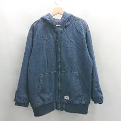 ◇ ⊇ JaVa ジャバ キルティングコットン フード付き 長袖 ブルゾン サイズL インディゴ系 レディース メンズ E  【1504240004136】