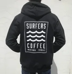 新作★人気★希少品 SURFERS COFFEE フーディー  プルオーバーパーカ 裏起毛 ブラック M~XLサイズ 送料無料 HD-SC-WT サーファーズコーヒー