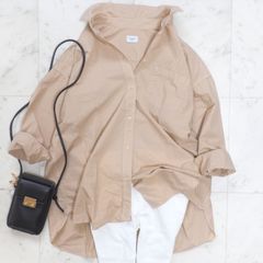 美品【URBAN RESEARCH DOORS アーバンリサーチドアーズ】オーバーサイズシャツ one ベージュ フリーサイズ 綿100% レディース