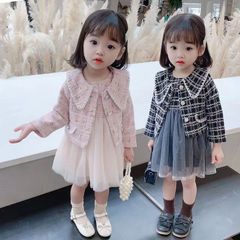 キッズ 子供服 入園式 トップス+ノースリーブワンピース 2点セット 女の子 春秋 ゆったり 可愛い 長袖 KSEA316（2色90-140)