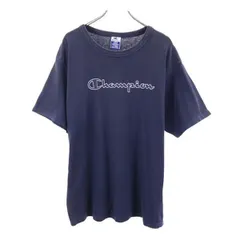 チャンピオン 90s オールド 青タグ ロゴプリント 半袖 Tシャツ L ネイビー Champion メンズ 【中古】  【230618】 メール便可